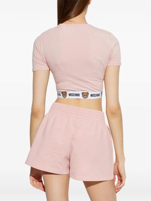 Moschino logo-print cropped T-shirt - Pink
