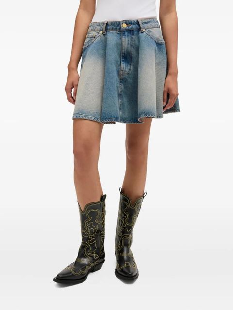 GANNI panel denim skirt - Blue