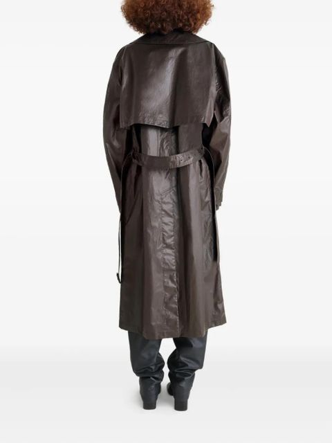 LEMAIRE metallic-effect double-breasted trench coat - Brown