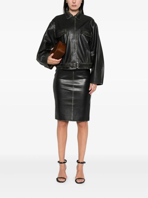 St. Agni leather pencil midi skirt - Black - zdjęcie produktu nr 2