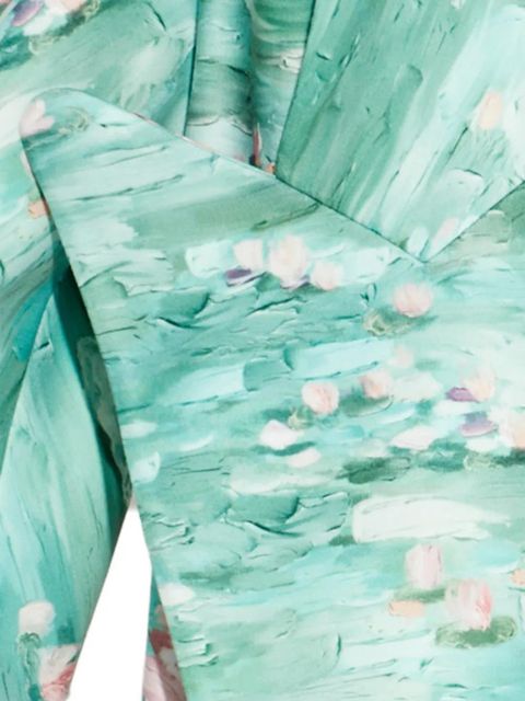 Balmain floral-print oversized coat - Green