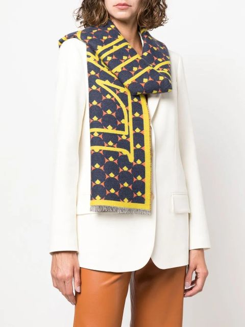 Lanvin spotted logo-intarsia scarf - Blue - zdjęcie produktu nr 2