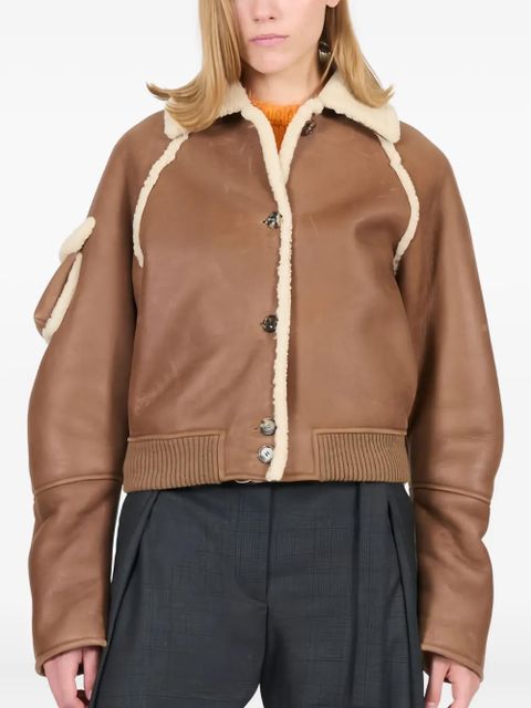 LOEWE shearling-trimmed bomber jacket - Brown - zdjęcie produktu nr 1