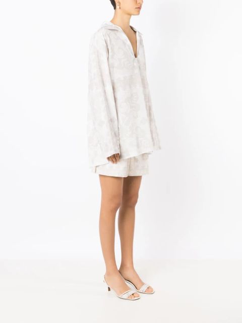 Valentino Garavani geometric-print silk-cotton shirt - Neutrals