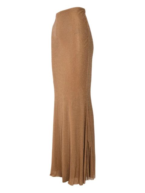 Self-Portrait metallic maxi skirt - Brown - zdjęcie produktu nr 2
