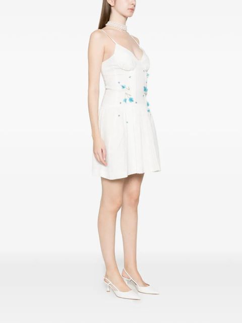 SHUSHU/TONG floral pleated mini dress - White