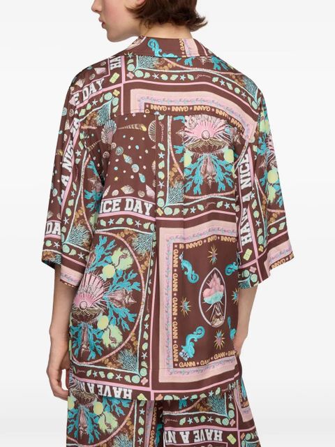 GANNI printed shirt - Brown