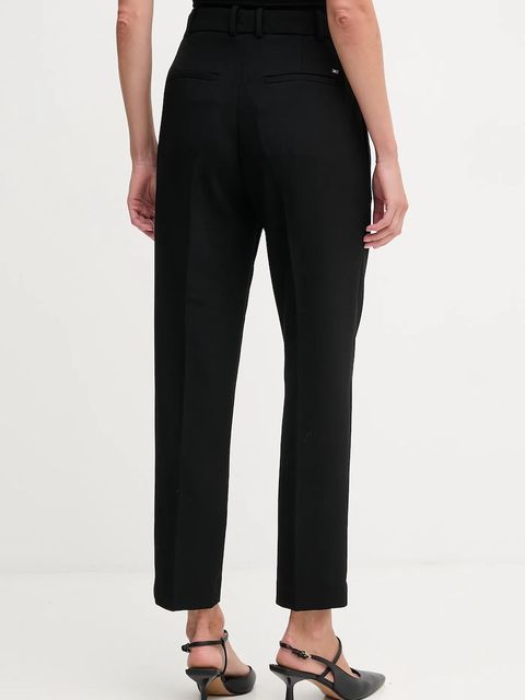 Tommy Hilfiger spodnie damskie kolor czarny proste high waist WW0WW48355