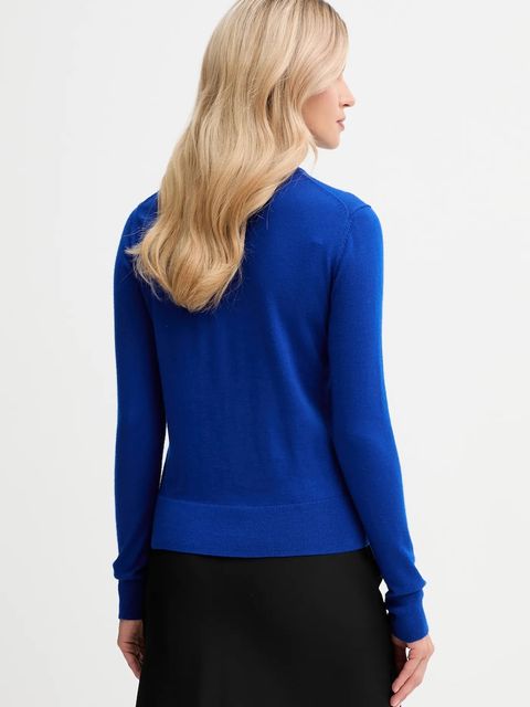 Calvin Klein sweter z dodatkiem wełny damski kolor niebieski lekki LV044D370G