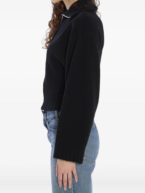 The Attico ribbed zip-up cardigan - Black