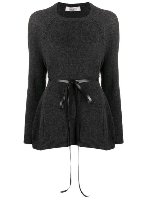 Valentino Garavani ribbon belted jumper - Grey