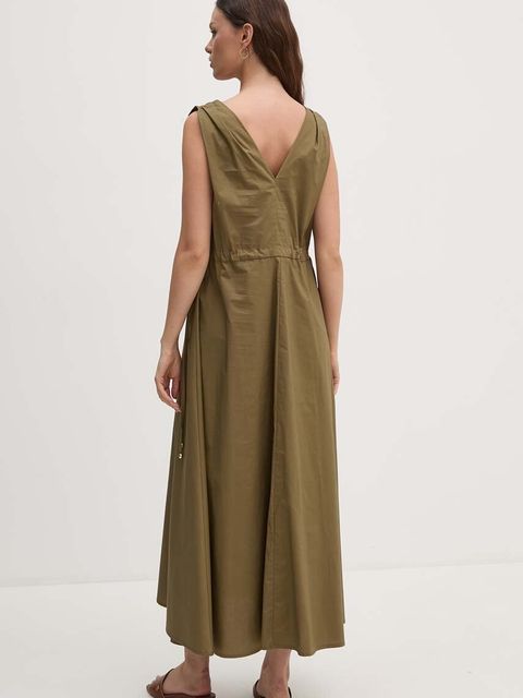 Sandro Ferrone sukienka bawełniana kolor zielony midi rozkloszowana SFS7XBDMADA - zdjęcie produktu nr 2