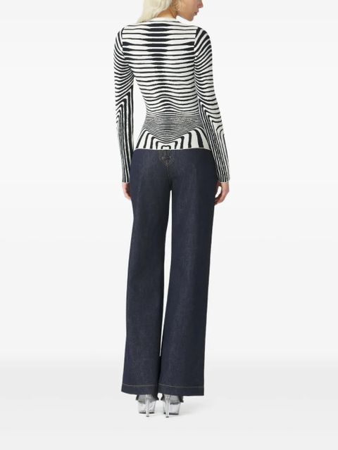 Jean Paul Gaultier Morphing Stripes crew-neck sweater - White