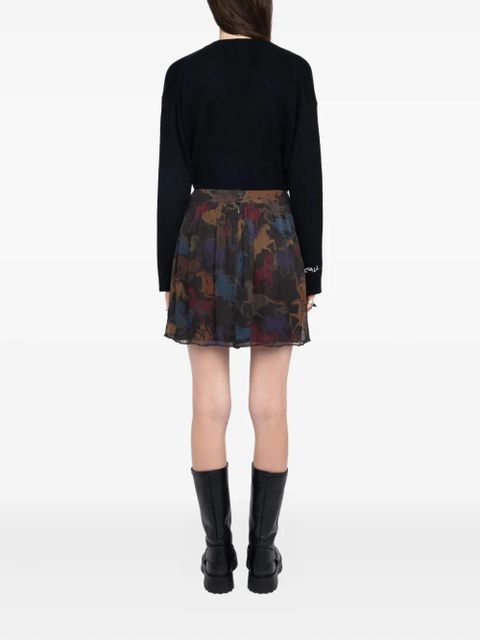 Zadig&Voltaire pleated horse-print skirt - Brown