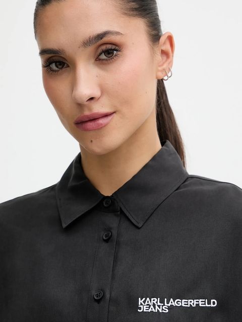 Karl Lagerfeld Jeans koszula damska kolor czarny relaxed z kołnierzykiem klasycznym B1W11026