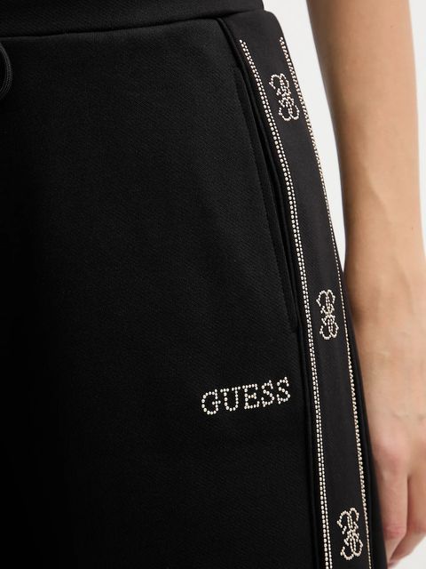Guess spodnie dresowe OCTAVIA damskie kolor czarny z aplikacją V5BB12 KCX22