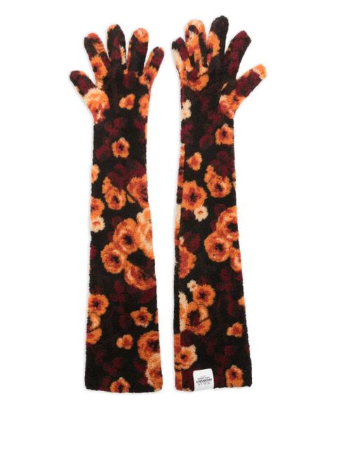 Ruslan Baginskiy floral-print long gloves - Black - zdjęcie produktu nr 1