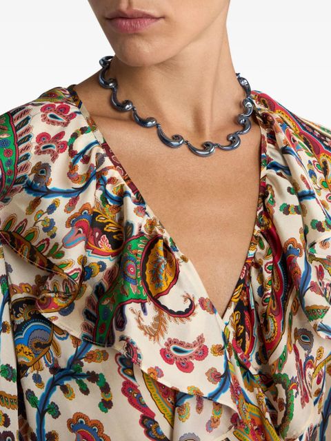 ETRO paisley-embellished necklace - Blue - zdjęcie produktu nr 2