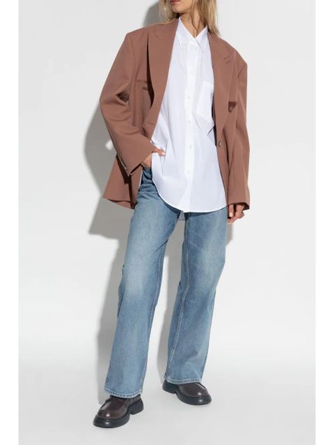 GANNI logo-plaque loafers - Brown