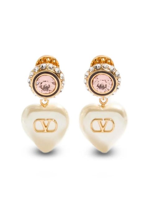 Valentino Garavani Vlogo signature heart-pendant earrings - Gold - zdjęcie produktu nr 1