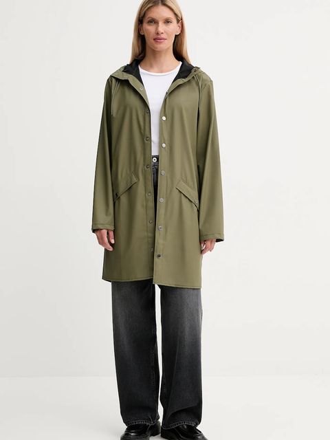 Rains kurtka 12020 Long Jacket kolor zielony przejściowa 12020