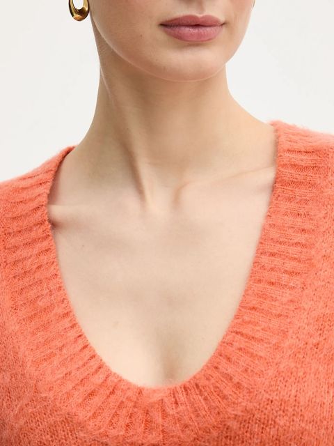 United Colors of Benetton sweter z dodatkiem moheru damski kolor pomarańczowy 1VAAD10EX