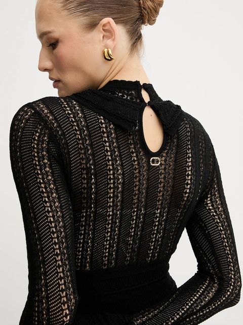 Twinset sukienka kolor czarny maxi rozkloszowana 252TP3182