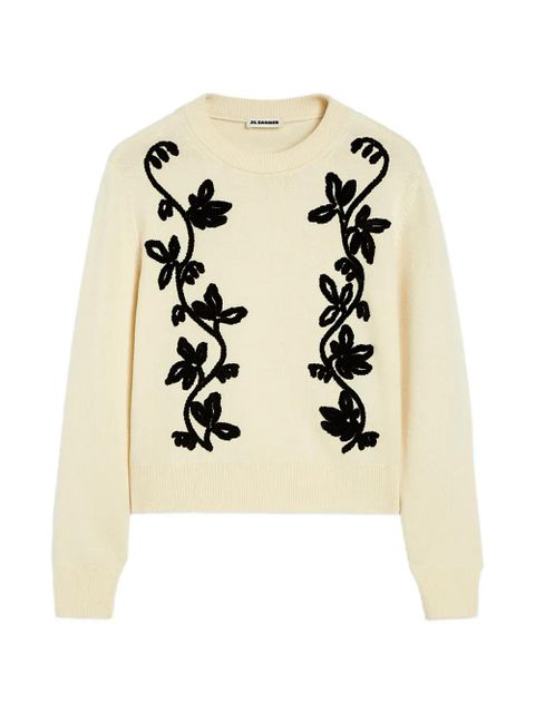 Jil Sander embroidered wool sweater - Neutrals - zdjęcie produktu nr 1