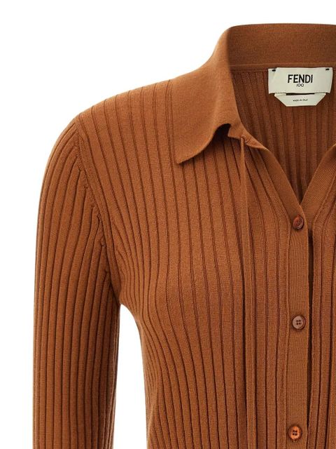 FENDI ribbed logo-intarsia knitwear - Brown