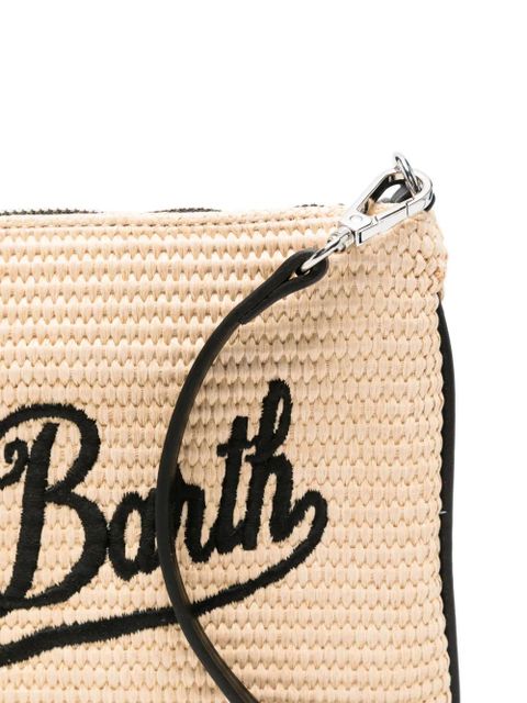 MC2 Saint Barth Parisienne logo-embroidered woven clutch bag - Neutrals