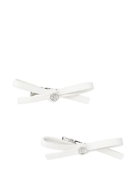 Maison Michel leather bow hair clips - White - zdjęcie produktu nr 1
