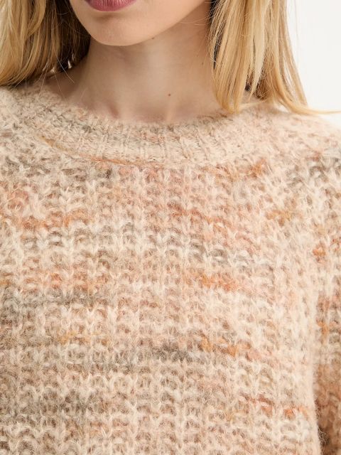 BOSS Orange sweter wełniany damski kolor beżowy 50527837