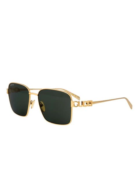 Gucci Eyewear rectangle logo sunglasses - Gold