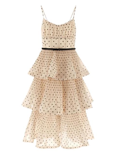 ZIMMERMANN pleated tiered midi dress - Neutrals - zdjęcie produktu nr 1