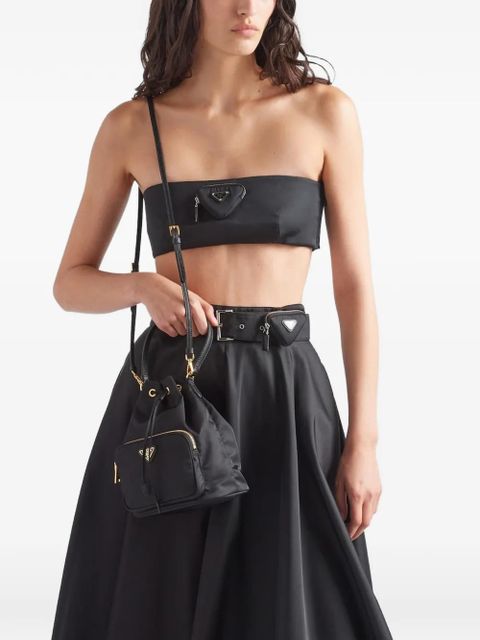 Prada logo-plaque drawstring tote bag - Black - zdjęcie produktu nr 2