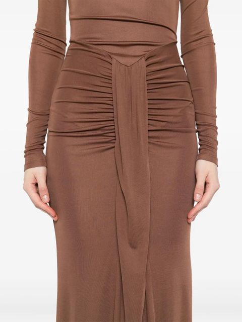 STAUD draped midi dress - Brown