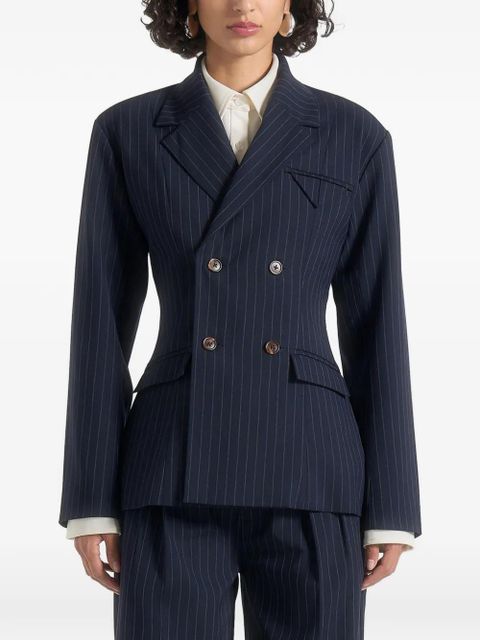 Manière De Voir Maia pinstripe double-breasted blazer - Blue - zdjęcie produktu nr 1