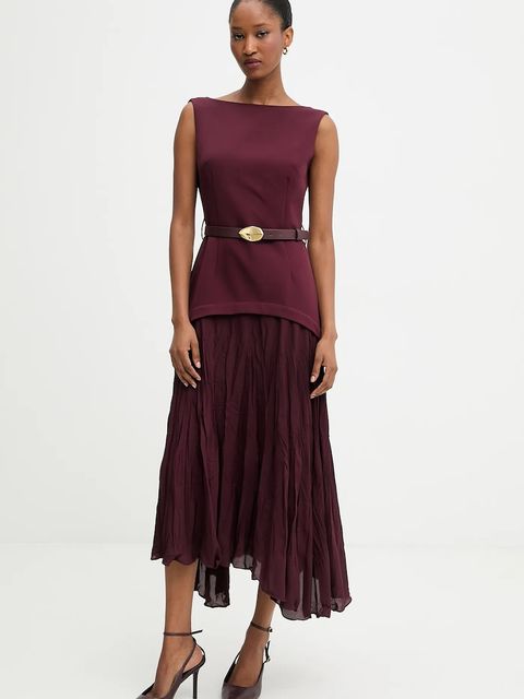 Answear.LAB sukienka kolor bordowy maxi rozkloszowana - zdjęcie produktu nr 2