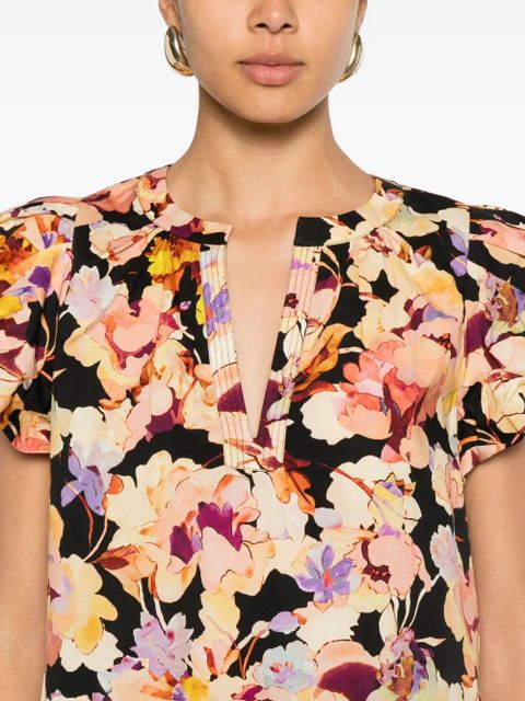 Ulla Johnson Abril SL floral-print blouse - Black