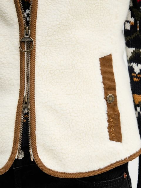 Barbour kamizelka polarowa BURFORD damska kolor beżowy gładka LFL0055