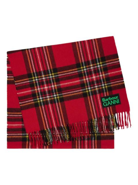 GANNI x Barbour tartan fringed scarf - Red - zdjęcie produktu nr 1