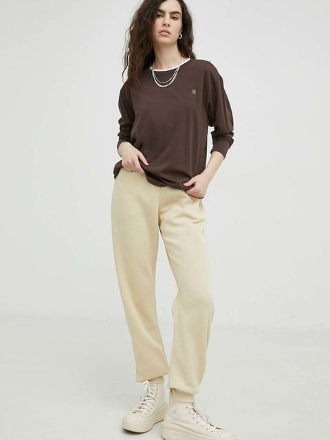 G-Star spodnie dresowe kolor beżowy gładkie