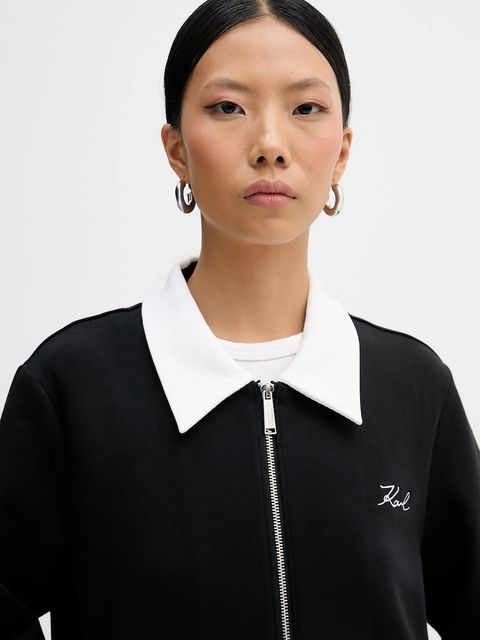 Karl Lagerfeld bluza damska kolor czarny z aplikacją B1W20007