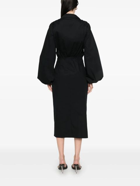 Blumarine floral-appliqué midi dress - Black