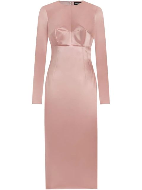 Dolce & Gabbana round-neck satin midi dress - Pink - zdjęcie produktu nr 1
