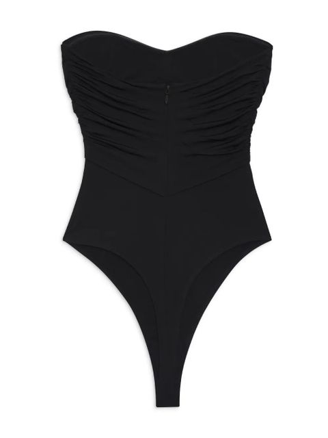ANINE BING Ravine gathered strapless bodysuit - Black