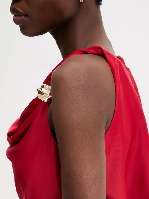 Answear.LAB sukienka kolor czerwony midi rozkloszowana