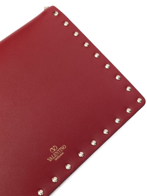 Valentino Garavani Rockstud leather clutch bag - Red