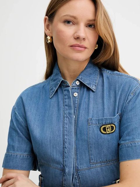 Liu Jo sukienka jeansowa kolor niebieski mini prosta UA5240 D4851