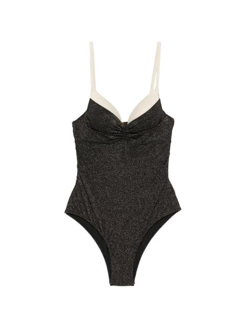 TWINSET glitter-effect ruched swimsuit - Black - zdjęcie produktu nr 1